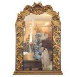 Antique Italian Louis XIV-style Carved, Painted, and Giltwood Mirror